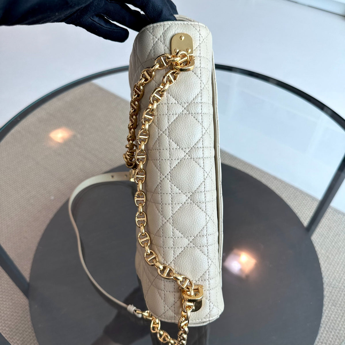 *Year 2022* Caro Large Flap Cannage Grained Calfskin Beige GHW