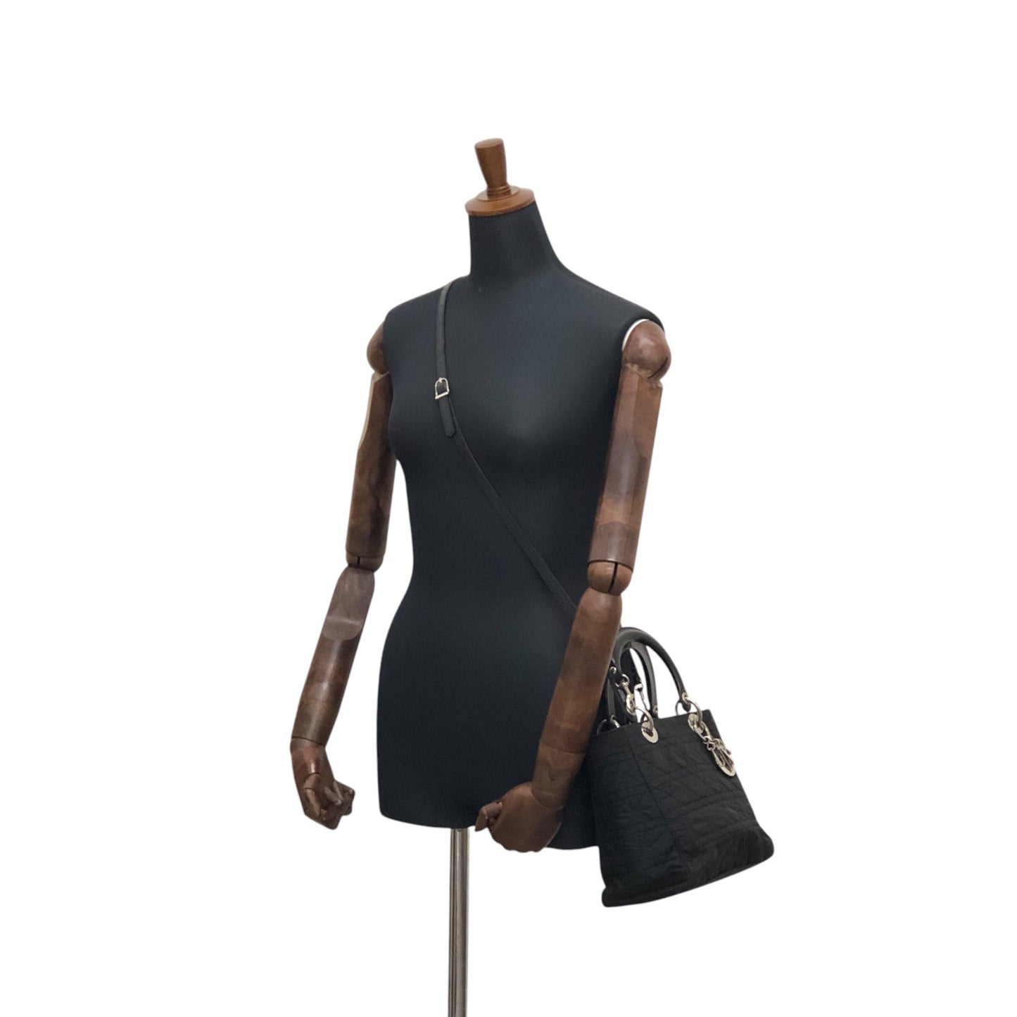 Christian Dior Lady Dior Cannage Logo Charm Two-way Handbag Shoulder bag Black Vintage kty22j