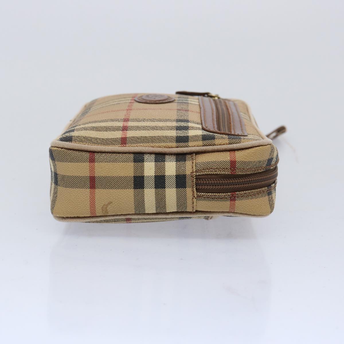 BURBERRYSs Nova Check Clutch Bag PVC Leather Beige Auth yk10533