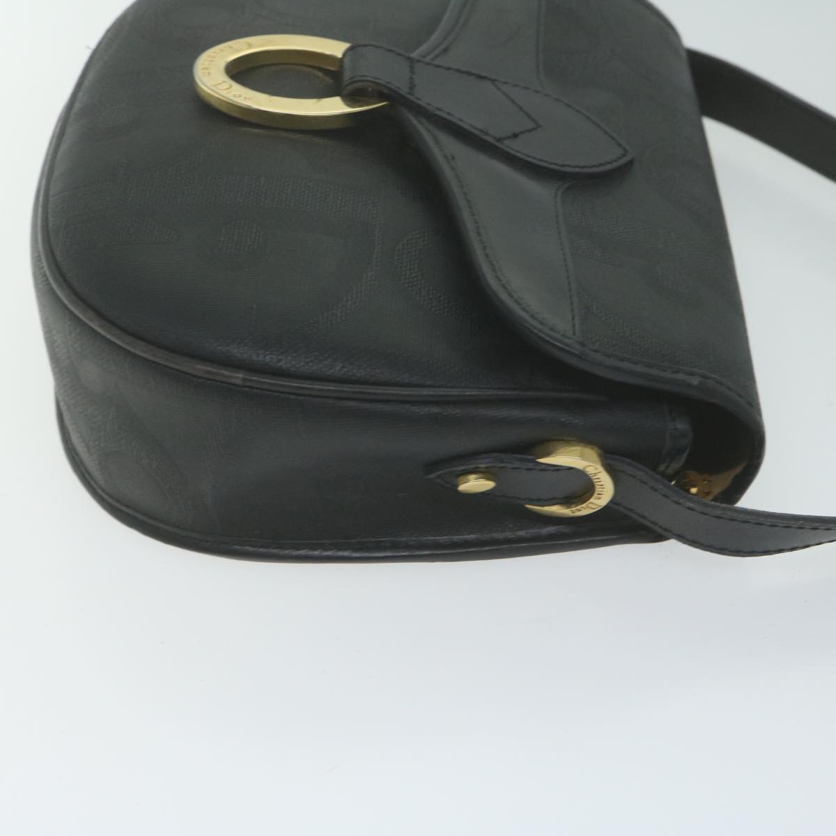 CHRISTIAN DIOR Trotter Canvas Shoulder Bag Black Auth yk10545