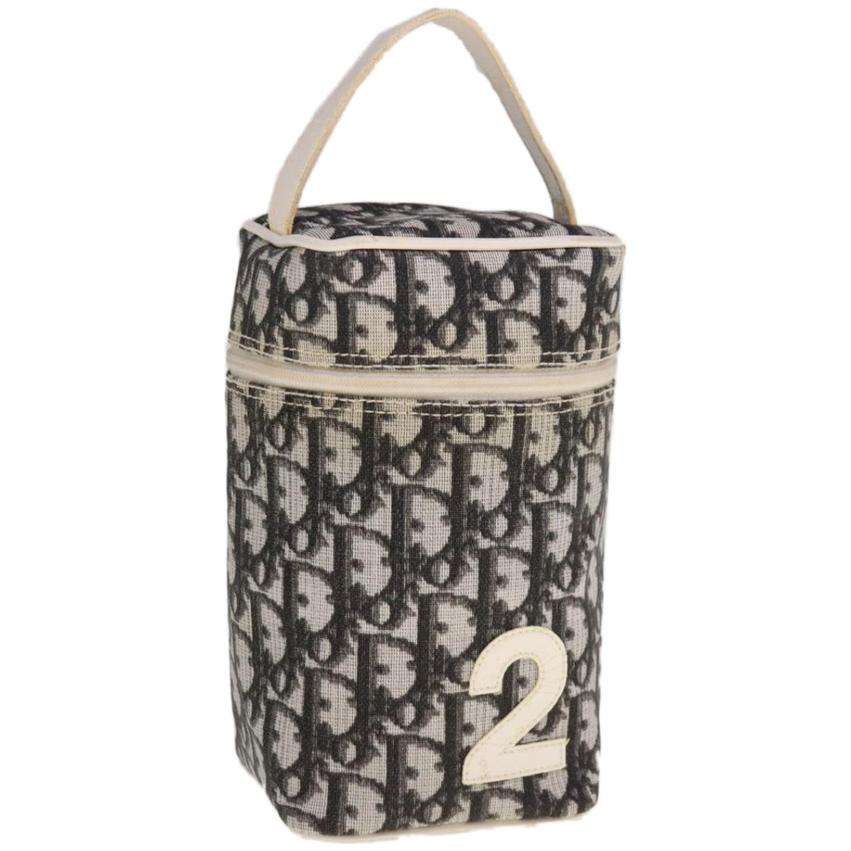 CHRISTIAN DIOR Trotter Canvas Vanity Cosmetic Pouch Black Auth yk10621