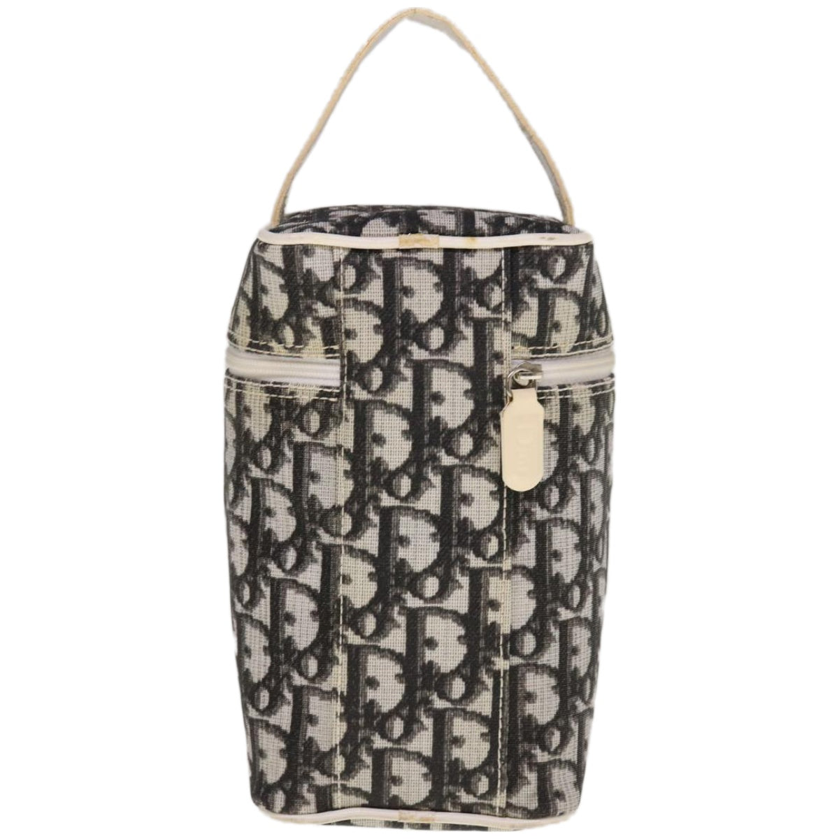 CHRISTIAN DIOR Trotter Canvas Vanity Cosmetic Pouch Black Auth yk10621