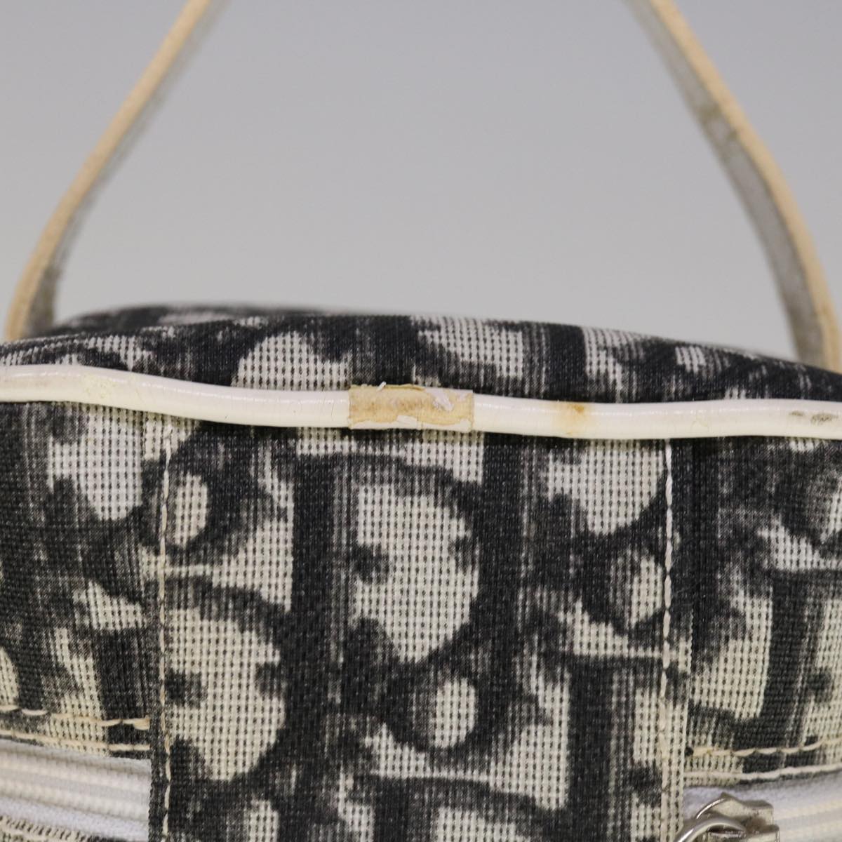 CHRISTIAN DIOR Trotter Canvas Vanity Cosmetic Pouch Black Auth yk10621