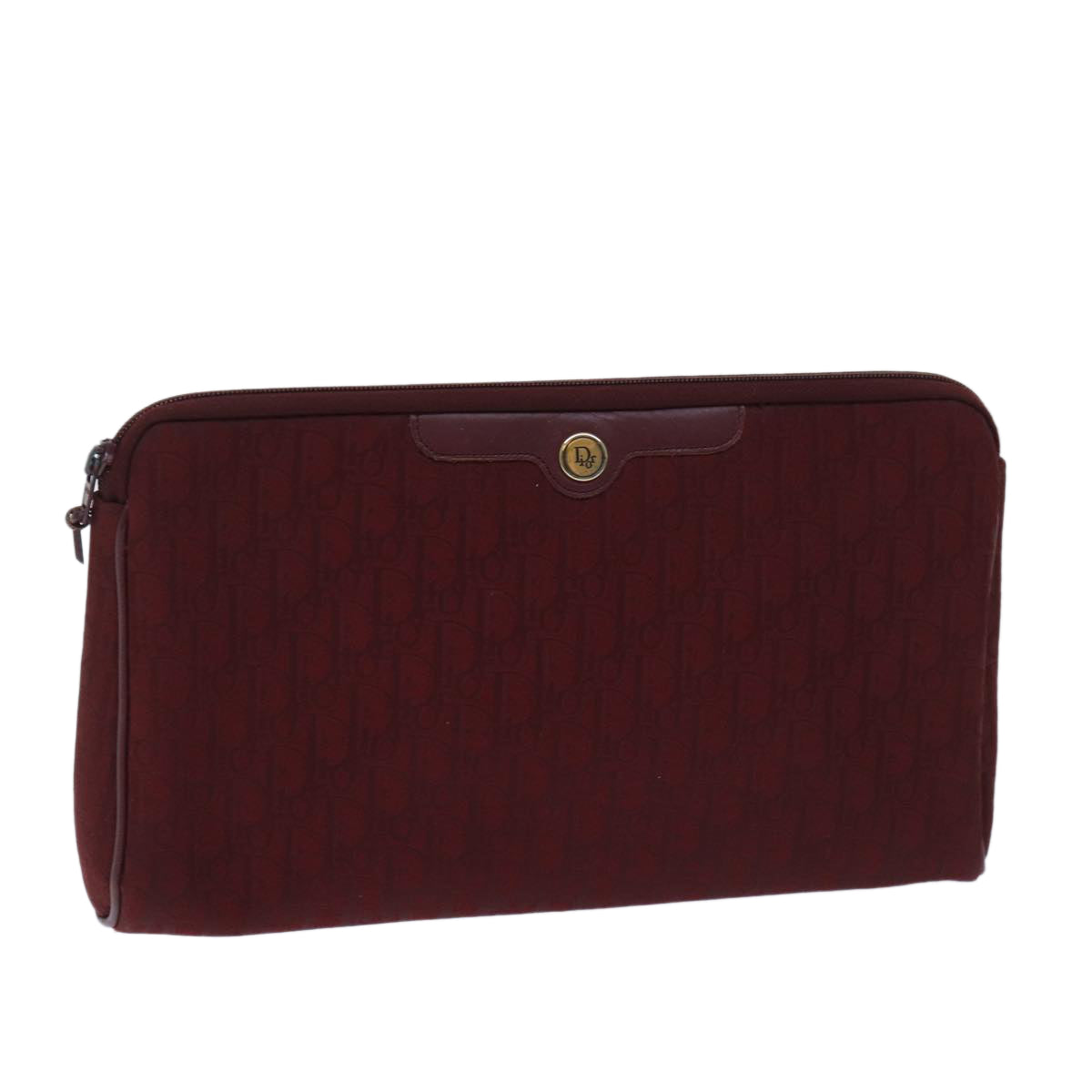 CHRISTIAN DIOR Trotter Canvas Clutch Bag Red Auth yk11465