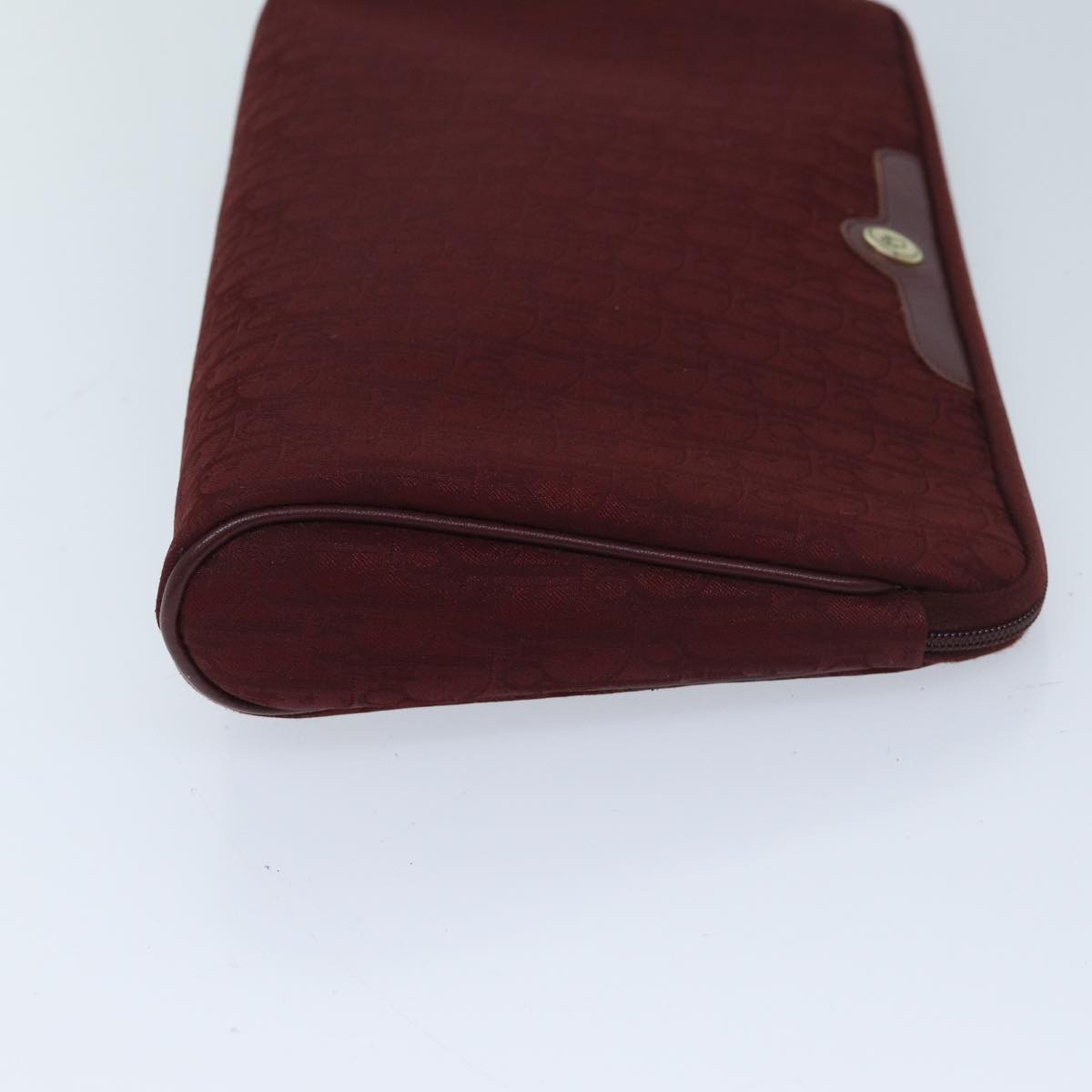 CHRISTIAN DIOR Trotter Canvas Clutch Bag Red Auth yk11465