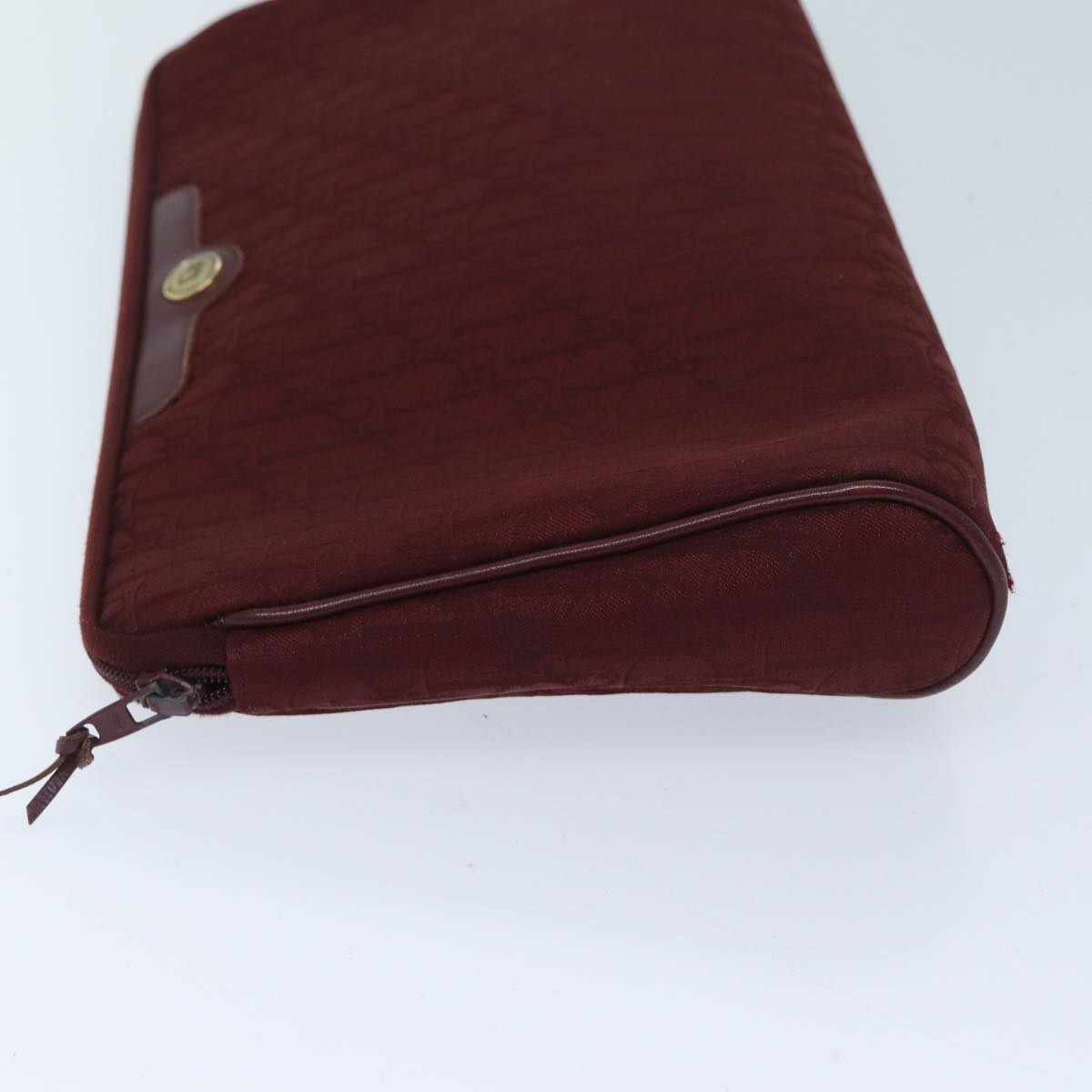 CHRISTIAN DIOR Trotter Canvas Clutch Bag Red Auth yk11465