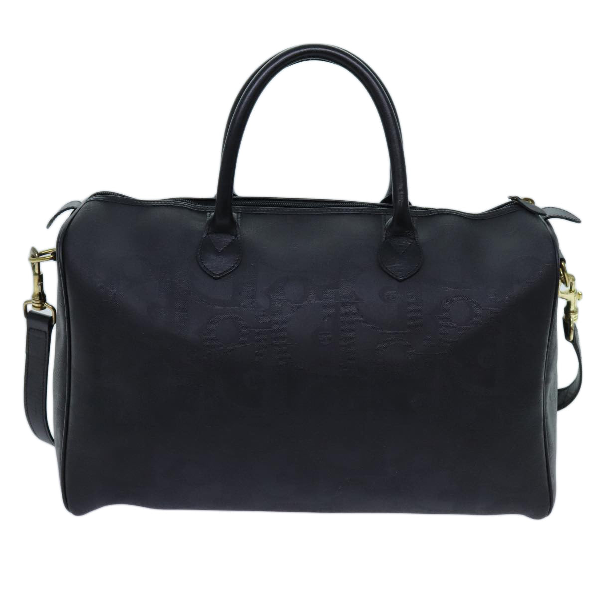 CHRISTIAN DIOR Trotter Canvas Boston Bag 2way Black Auth yk11514