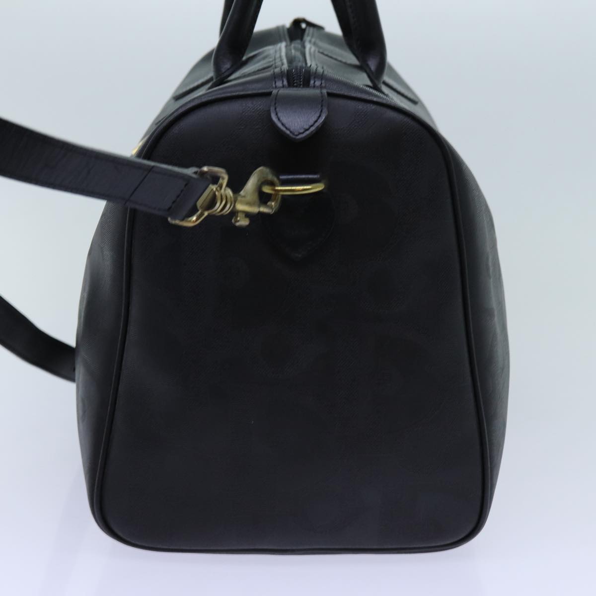 CHRISTIAN DIOR Trotter Canvas Boston Bag 2way Black Auth yk11514
