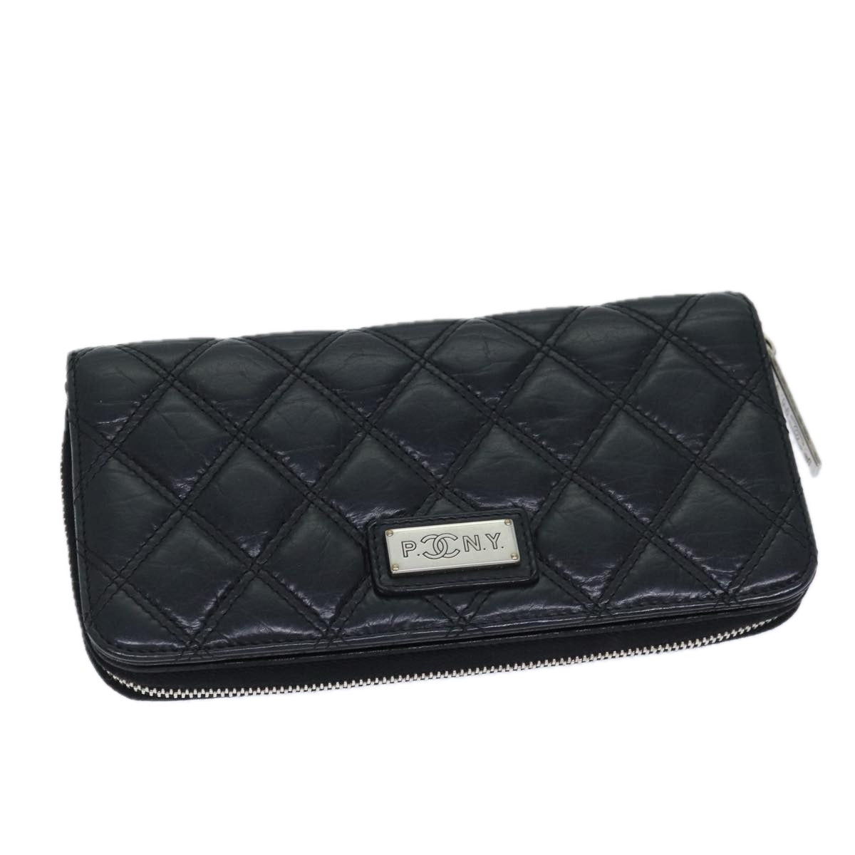 CHANEL Matelasse Long Wallet Leather Black CC Auth yk11586