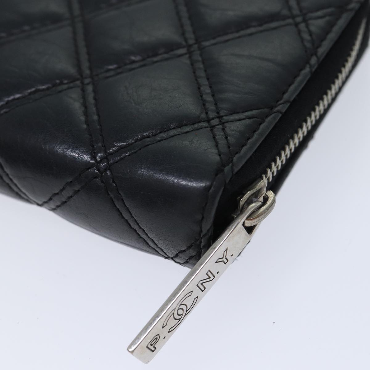 CHANEL Matelasse Long Wallet Leather Black CC Auth yk11586