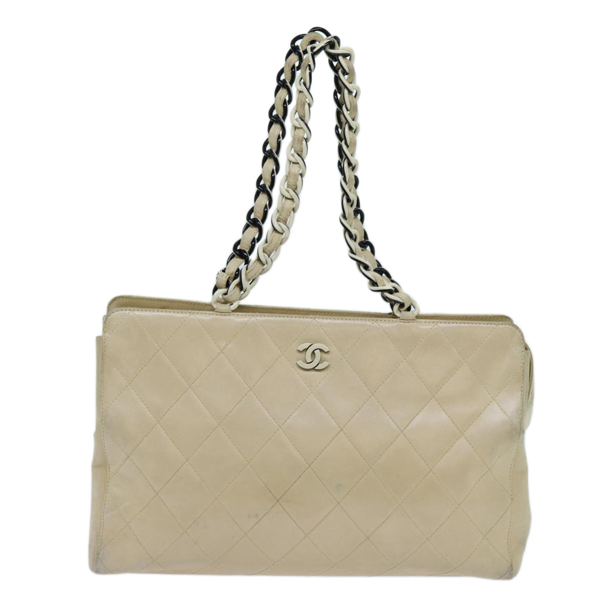 Top Quality Chanel Matelasse Chain Tote Bag Leather Beige CC Auth yk11588