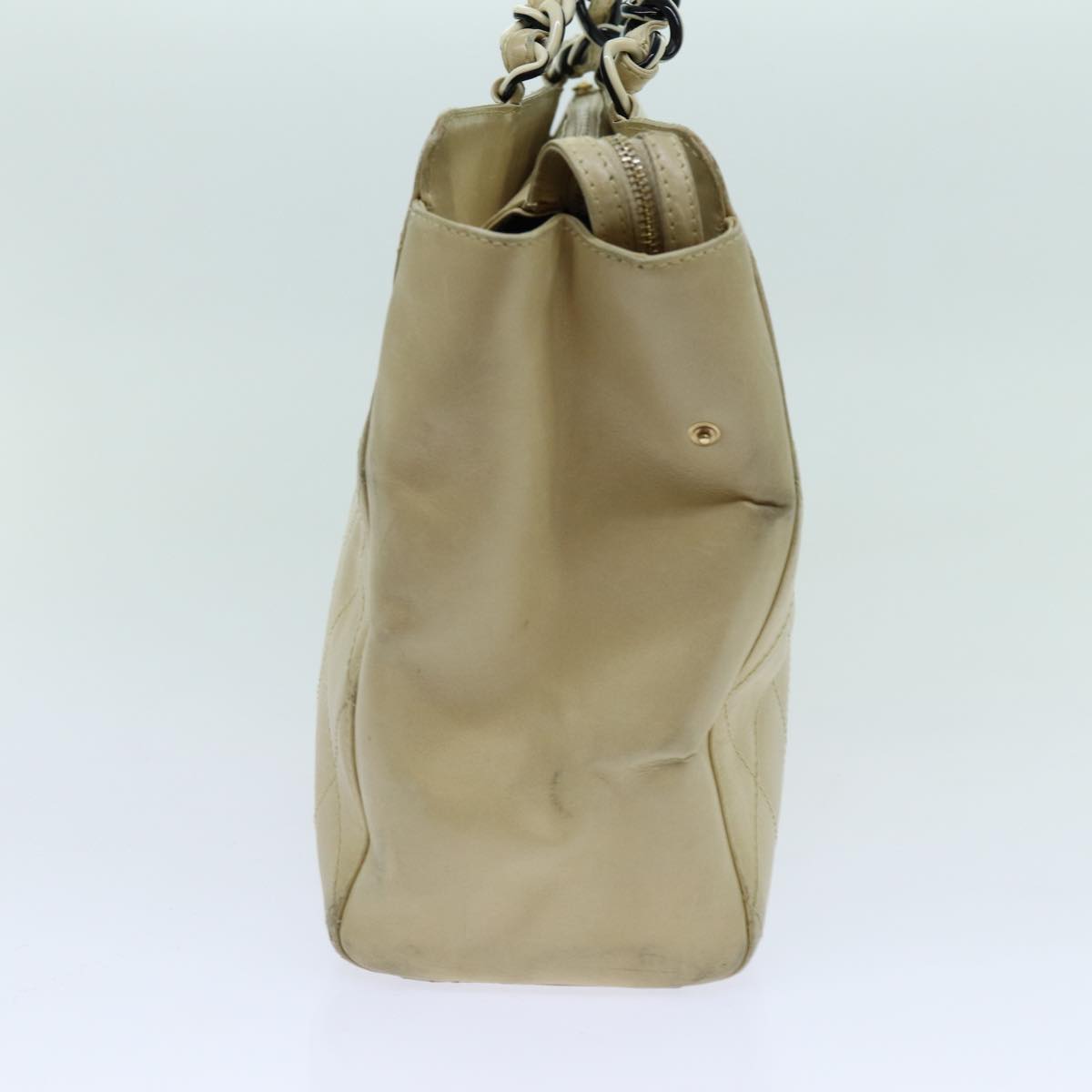Top Quality Chanel Matelasse Chain Tote Bag Leather Beige CC Auth yk11588