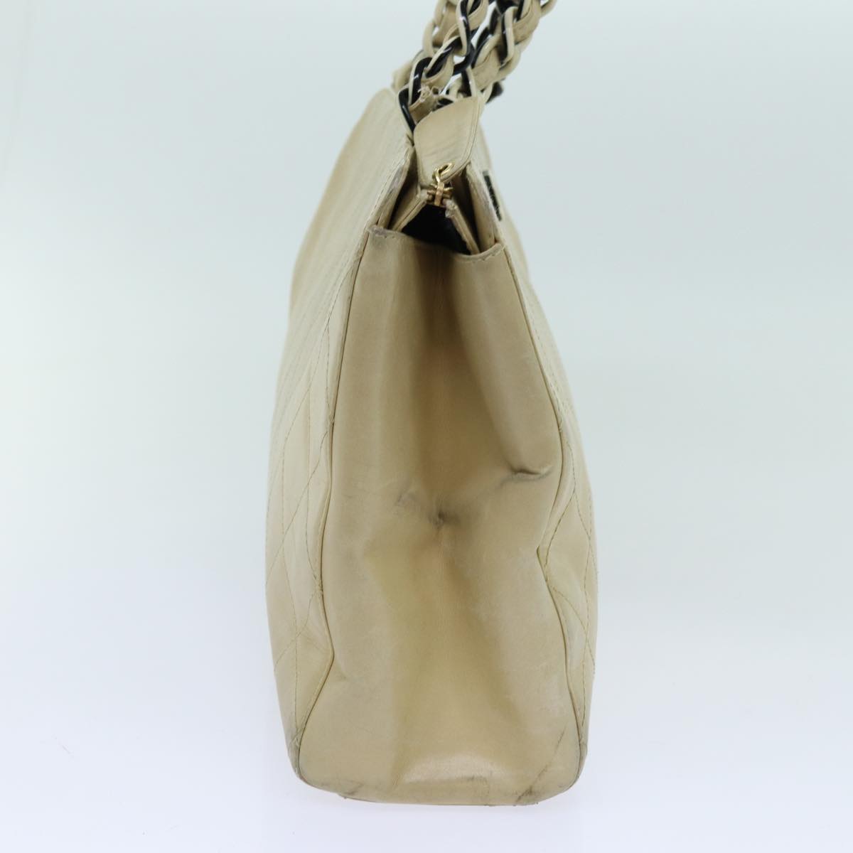 Top Quality Chanel Matelasse Chain Tote Bag Leather Beige CC Auth yk11588