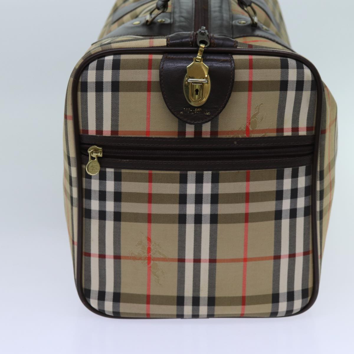 BURBERRYSs Nova Check Boston Bag Canvas Beige Auth yk11757