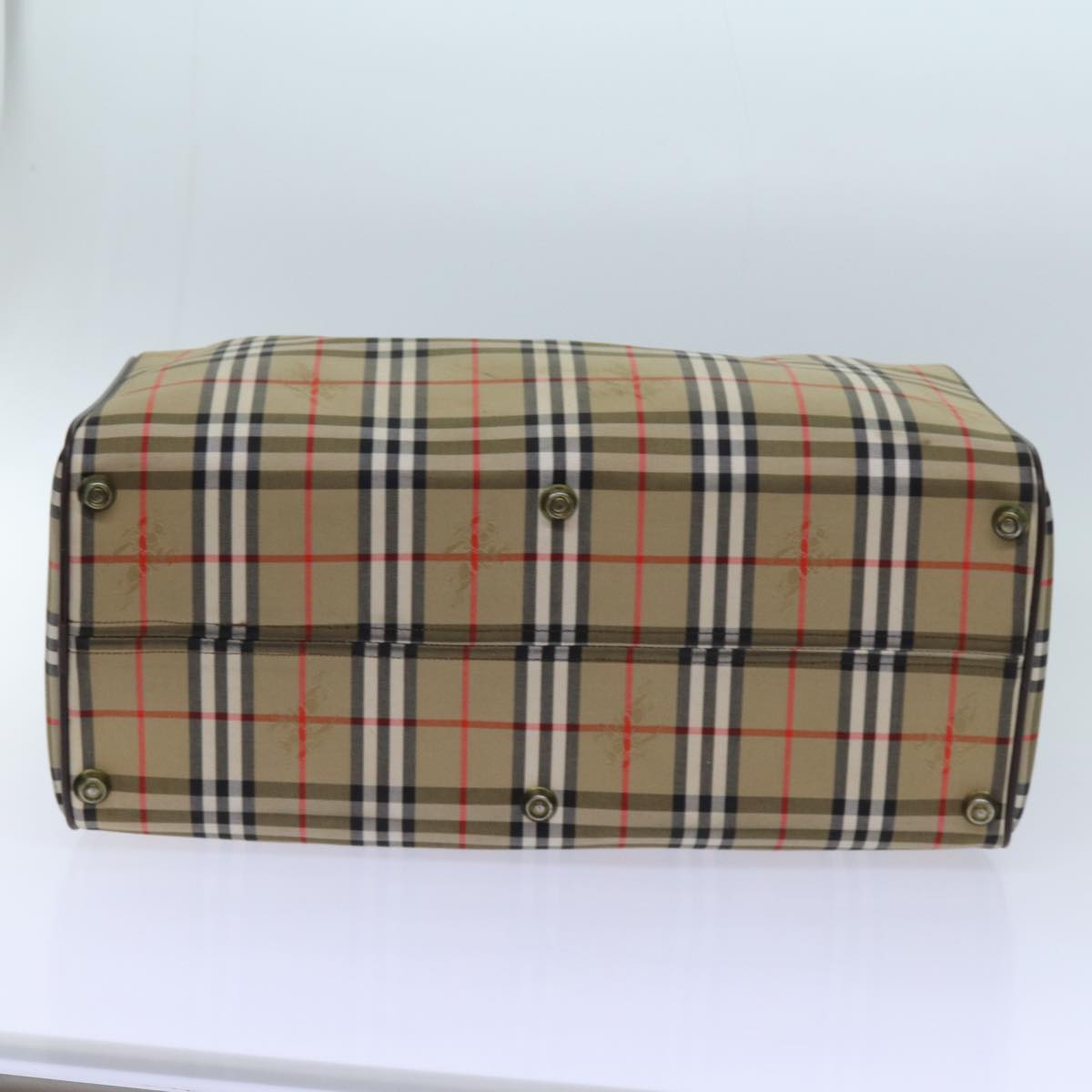 BURBERRYSs Nova Check Boston Bag Canvas Beige Auth yk11757