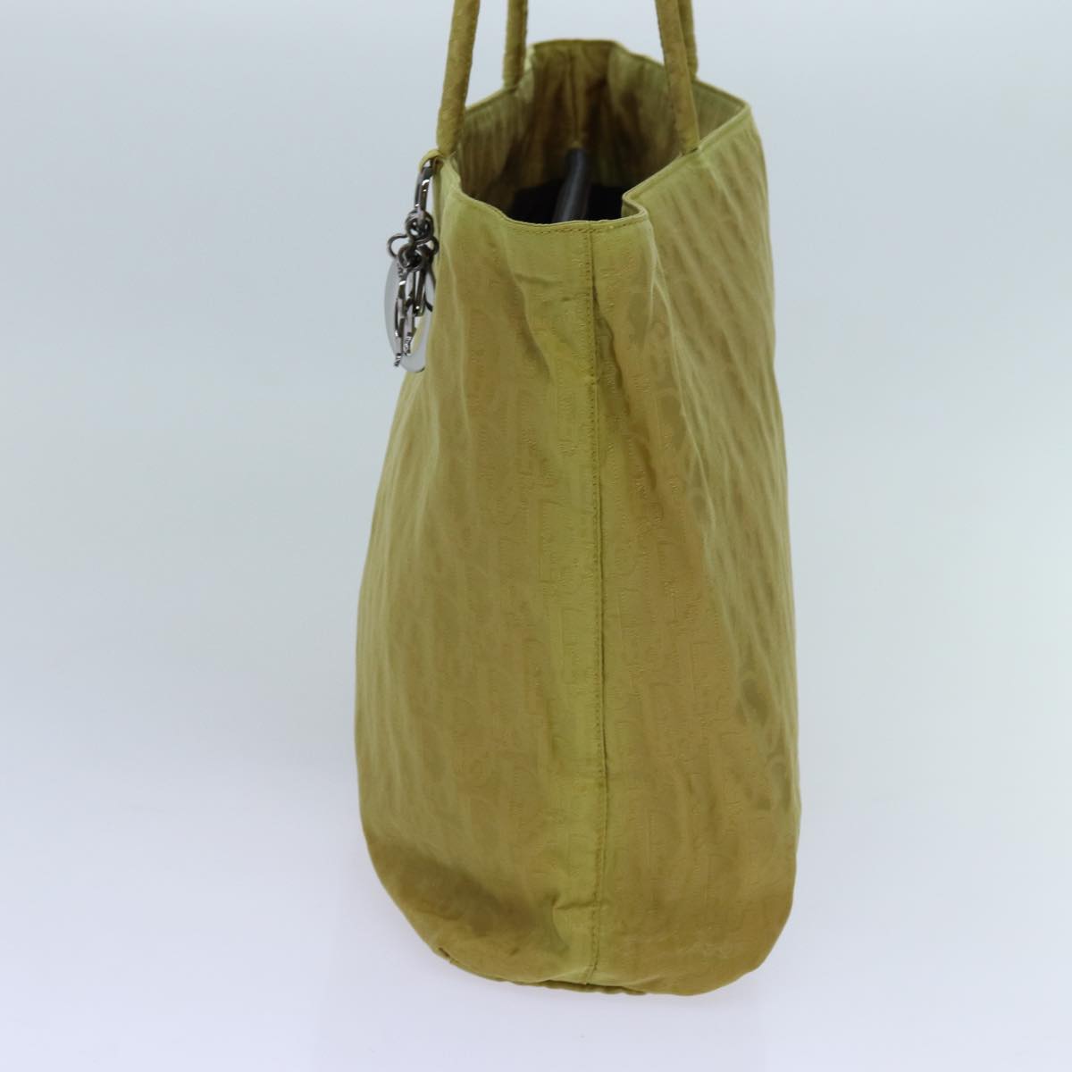 CHRISTIAN DIOR Cannage Trotter Canvas Lady Dior Tote Bag Yellow Auth yk11844