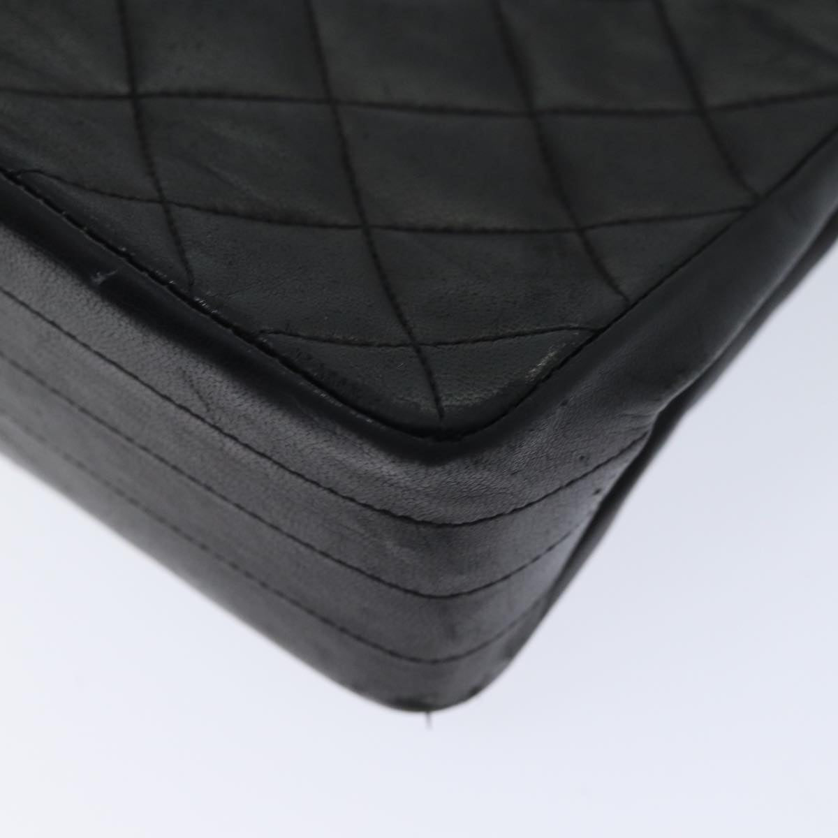Top Quality Chanel Matelasse Turn Lock Chain Shoulder Bag Lamb Skin Black CC Auth yk11890A