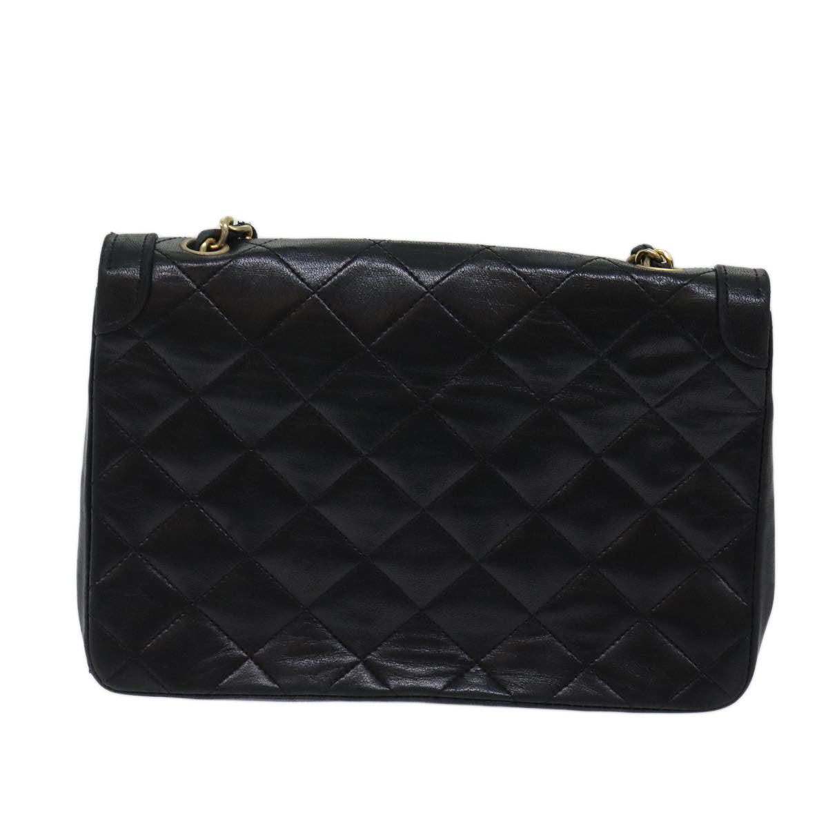 Top Quality Chanel Matelasse Turn Lock Chain Shoulder Bag Lamb Skin Black CC Auth yk11890A