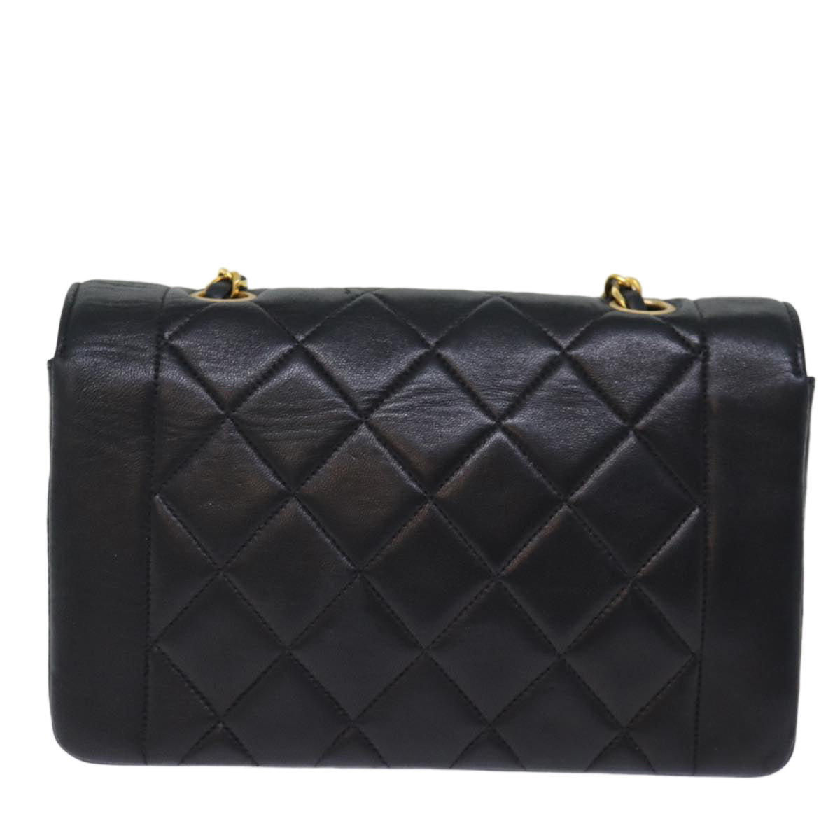 Top Quality Chanel Diana Matelasse Chain Shoulder Bag Lamb Skin Black CC Auth yk12192A