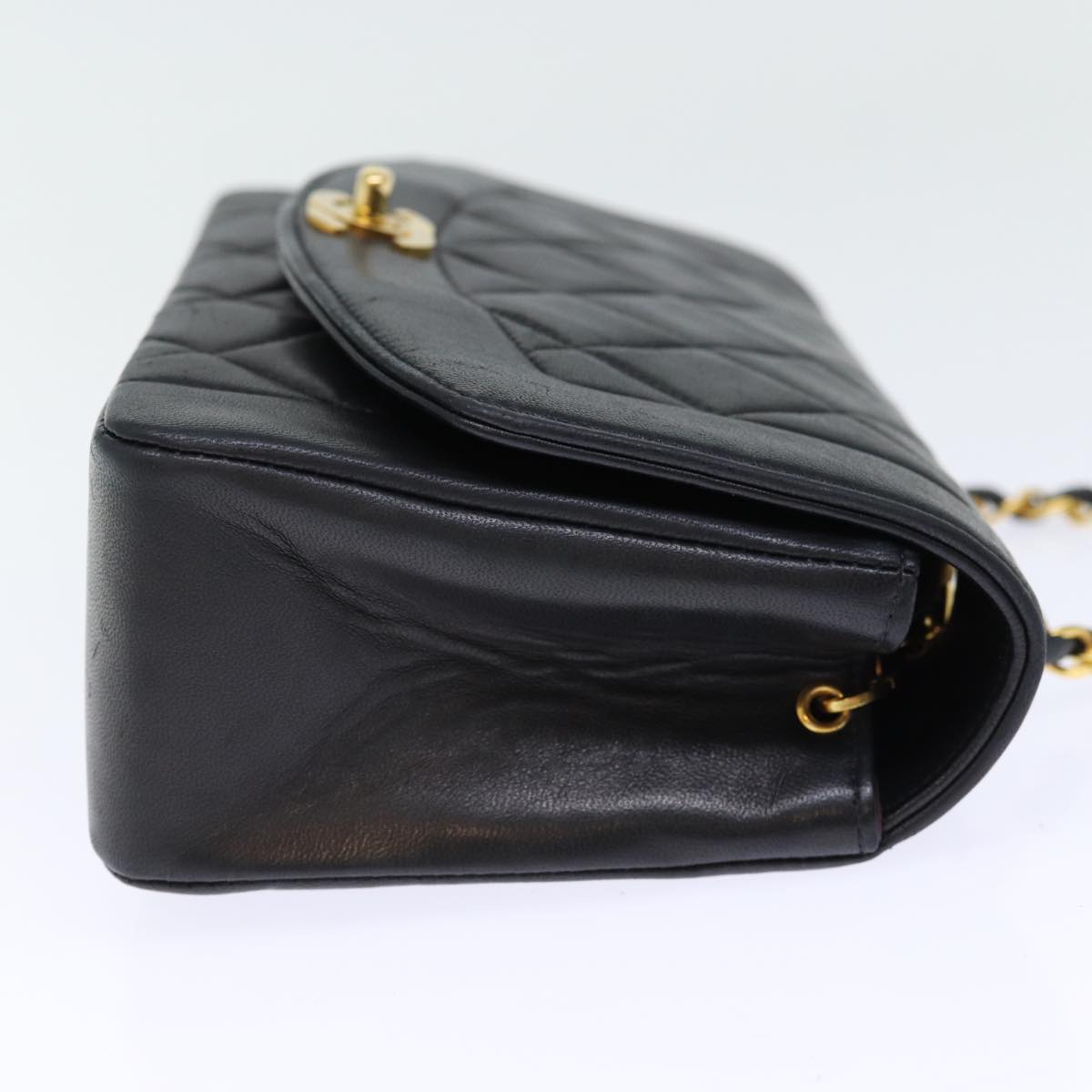 Top Quality Chanel Diana Matelasse Chain Shoulder Bag Lamb Skin Black CC Auth yk12192A