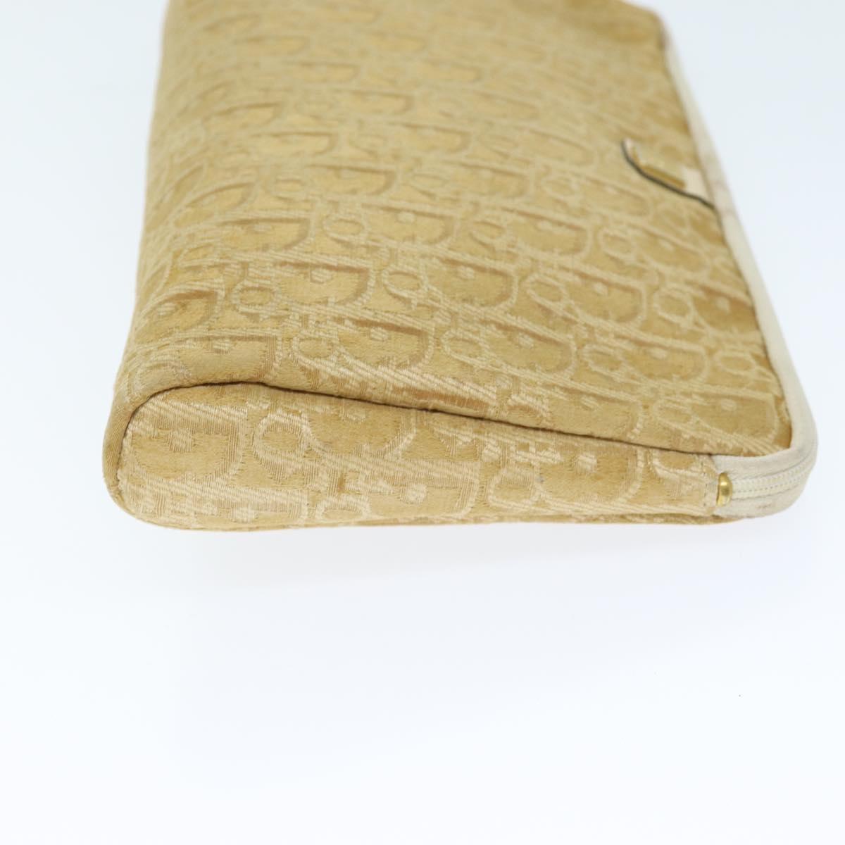 CHRISTIAN DIOR Trotter Canvas Clutch Bag Beige Auth yk12284