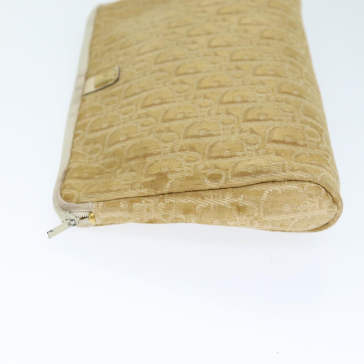 CHRISTIAN DIOR Trotter Canvas Clutch Bag Beige Auth yk12284
