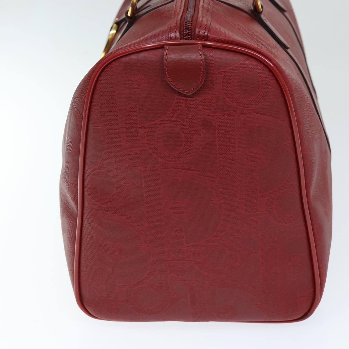 CHRISTIAN DIOR Trotter Canvas Boston Bag Red Auth yk12290