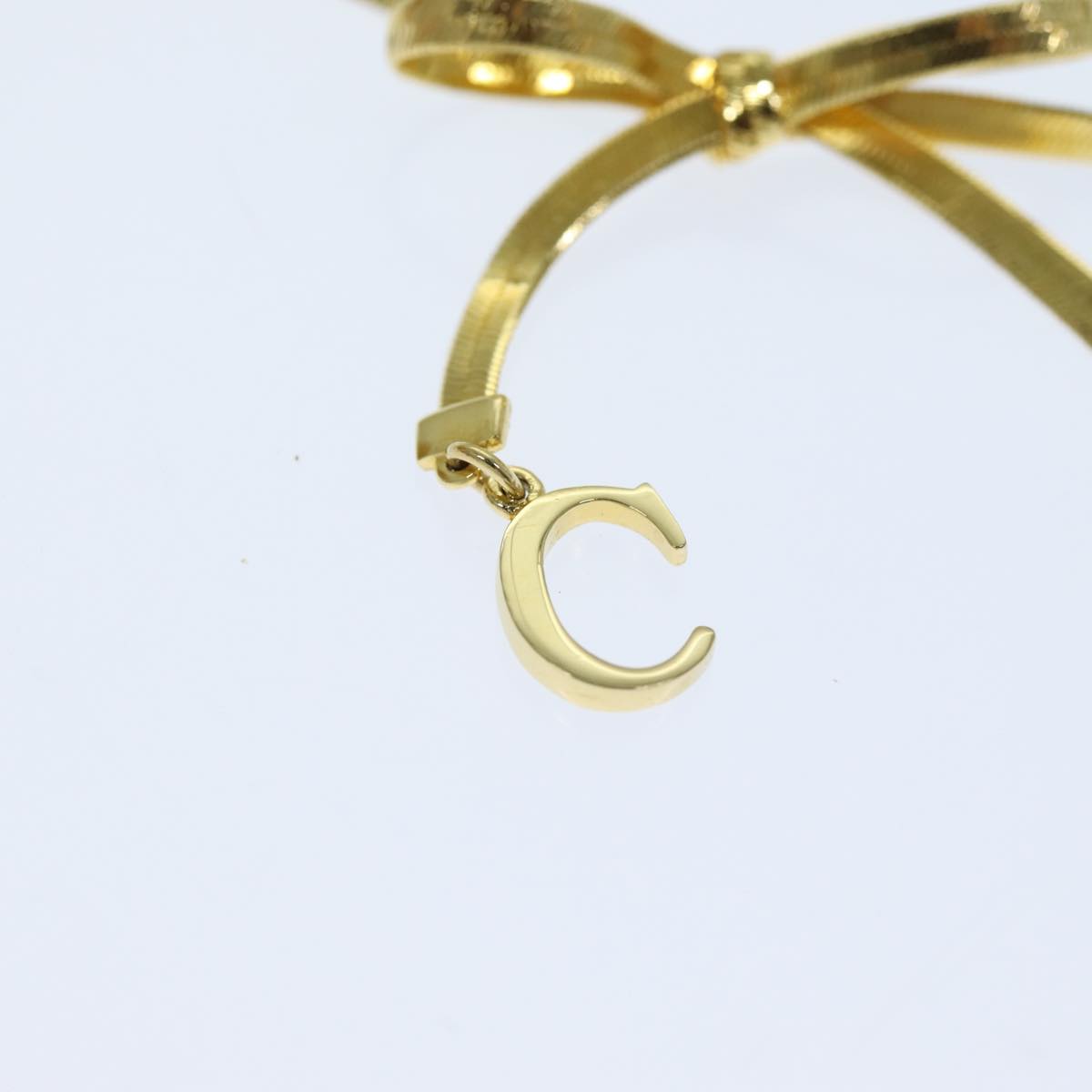 CHRISTIAN DIOR Ribbon Bracelet metal Gold Auth yk12318