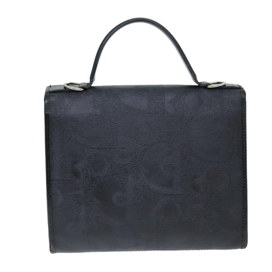 CHRISTIAN DIOR Trotter Canvas Hand Bag 2way Black Auth yk12322