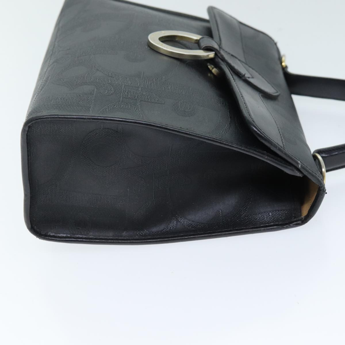 CHRISTIAN DIOR Trotter Canvas Hand Bag 2way Black Auth yk12322