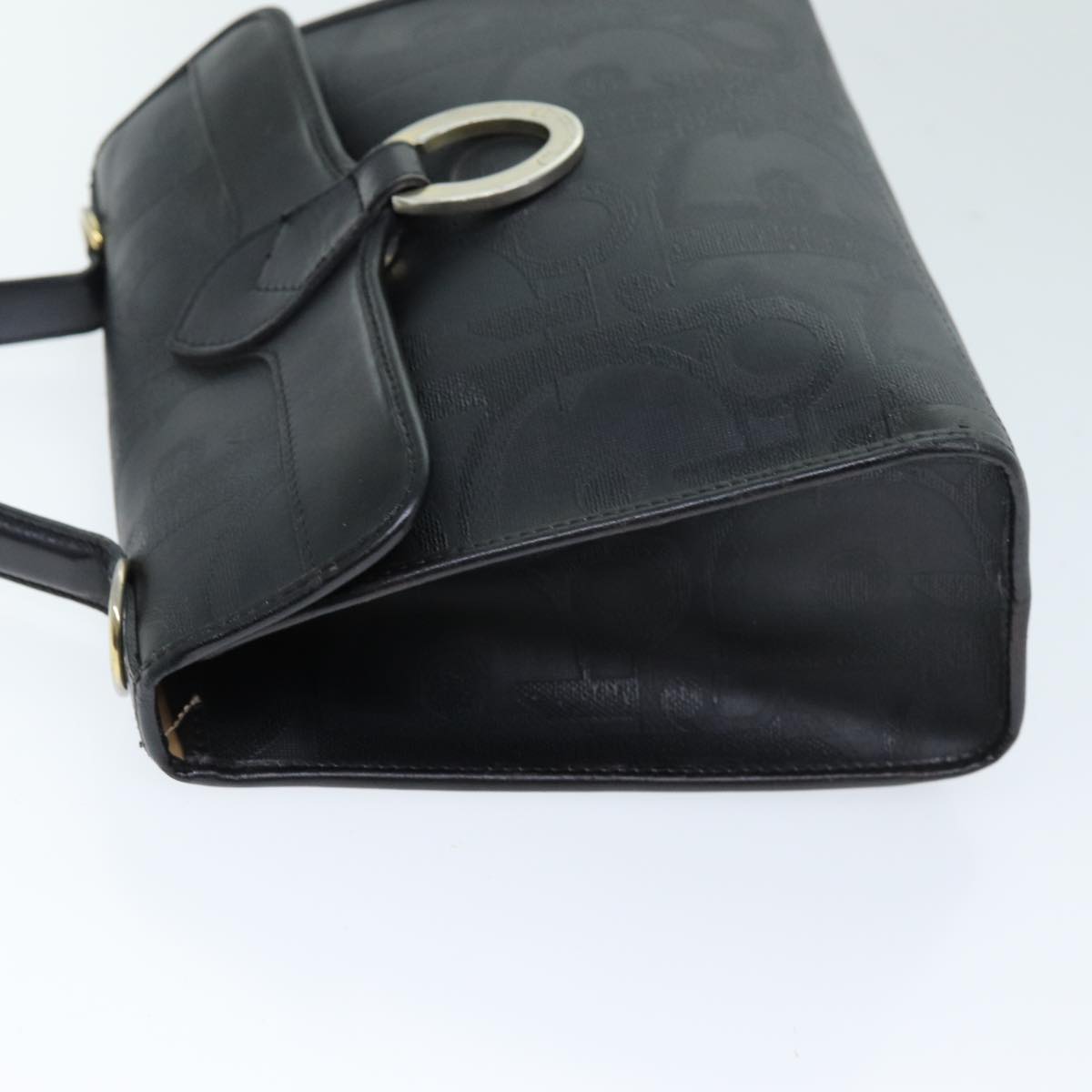 CHRISTIAN DIOR Trotter Canvas Hand Bag 2way Black Auth yk12322