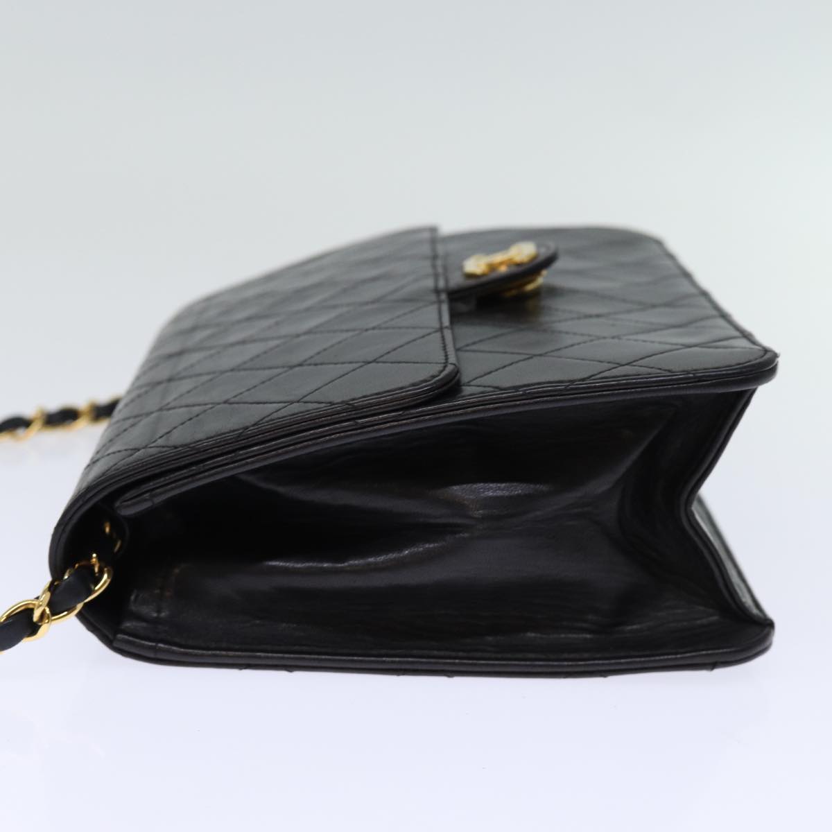 Top Quality Chanel Matelasse Chain Shoulder Bag Lamb Skin Black CC Auth yk12417A