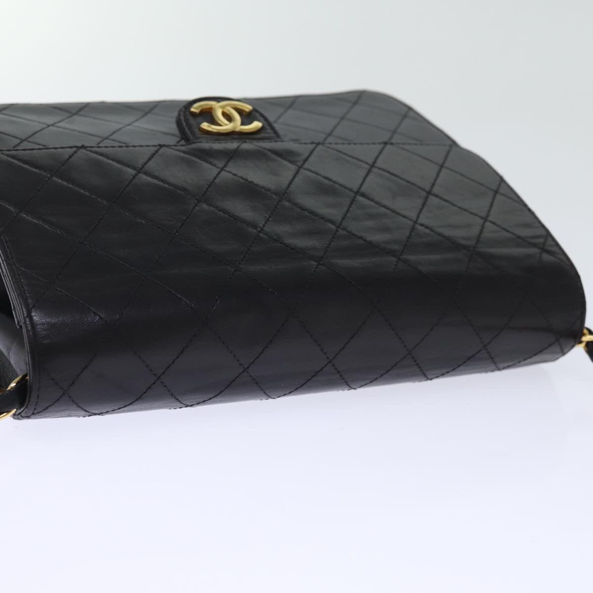 Top Quality Chanel Matelasse Chain Shoulder Bag Lamb Skin Black CC Auth yk12417A