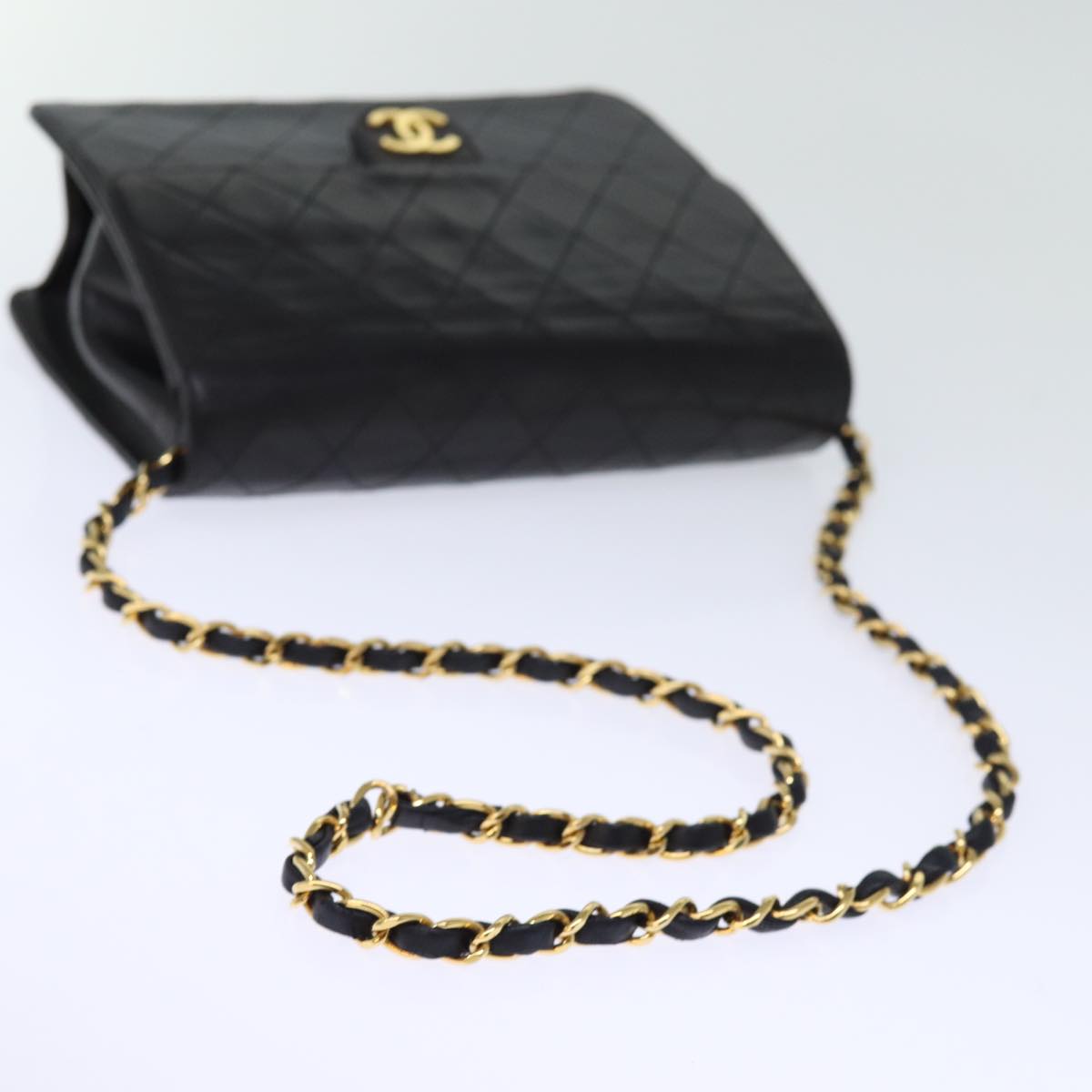 Top Quality Chanel Matelasse Chain Shoulder Bag Lamb Skin Black CC Auth yk12417A
