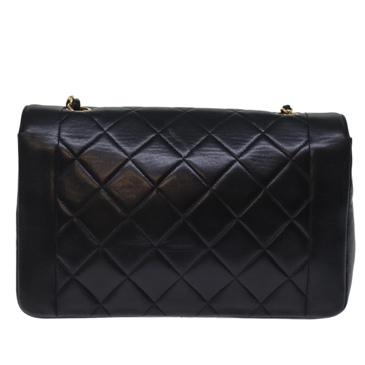 Top Quality Chanel Diana Matelasse Chain Shoulder Bag Lamb Skin Black CC Auth yk12418A