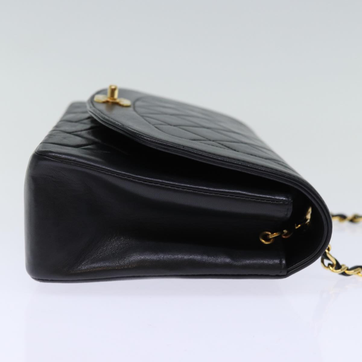 Top Quality Chanel Diana Matelasse Chain Shoulder Bag Lamb Skin Black CC Auth yk12418A