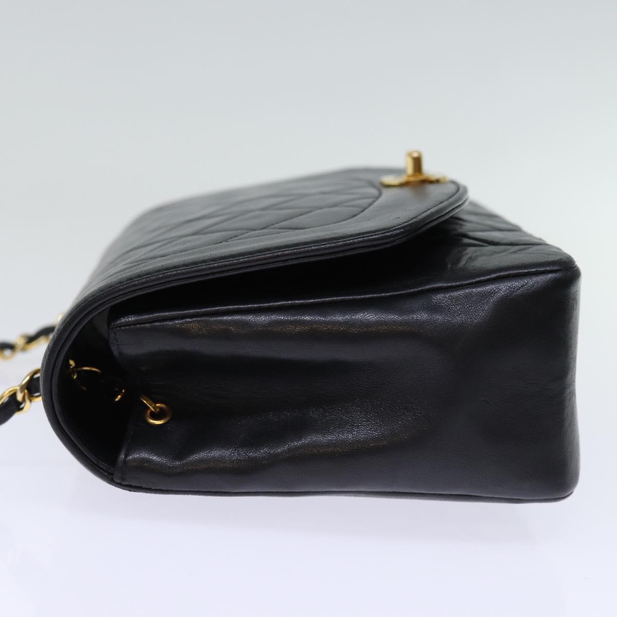 Top Quality Chanel Diana Matelasse Chain Shoulder Bag Lamb Skin Black CC Auth yk12418A