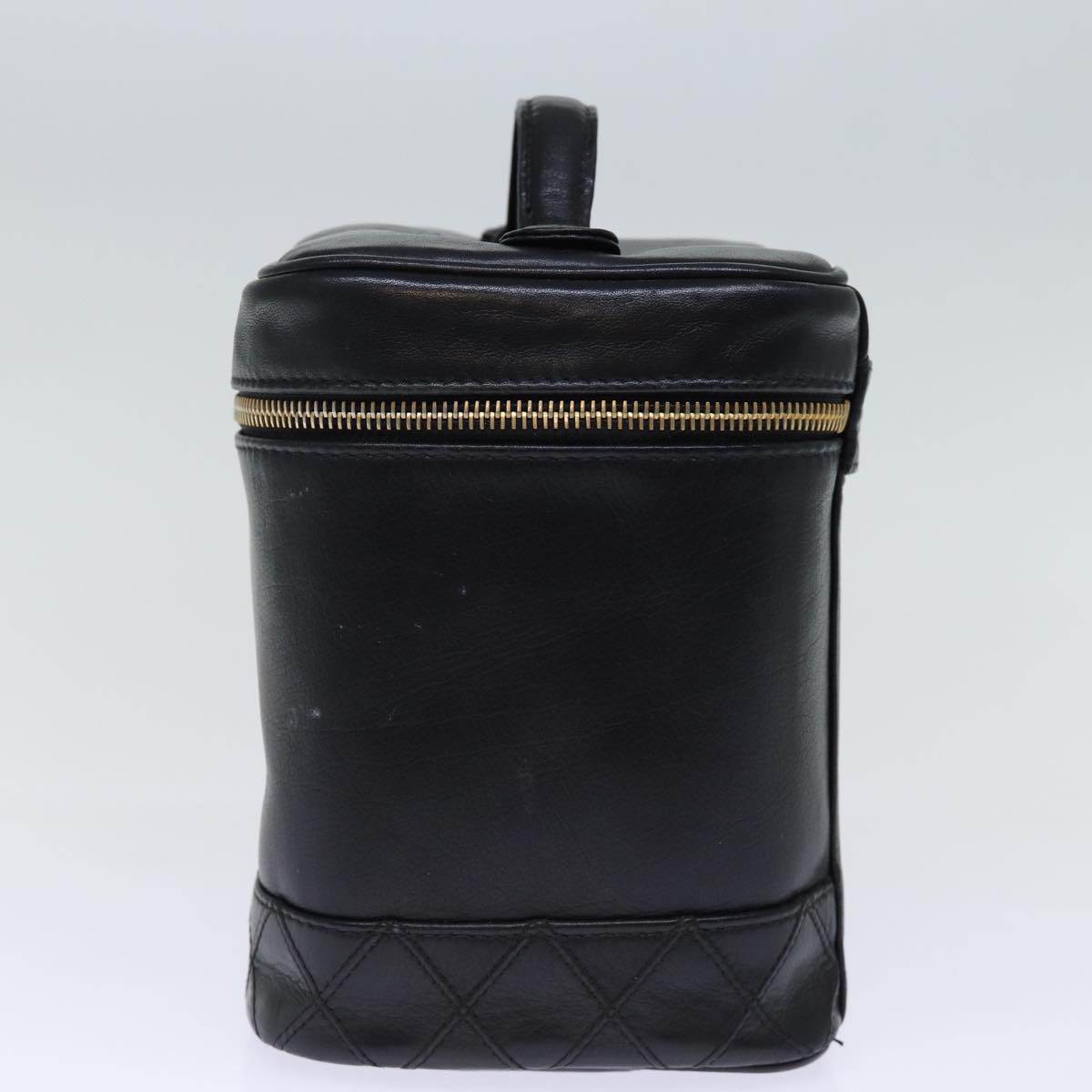 CHANEL Bicolole Vanity Cosmetic Pouch Leather Black CC Auth yk12444