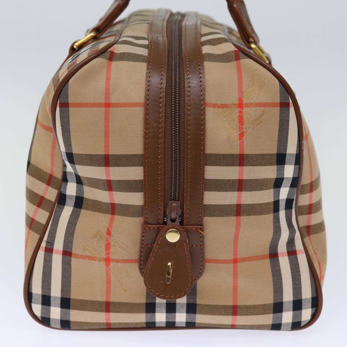 BURBERRYSs Nova Check Boston Bag Canvas Beige Auth yk12463