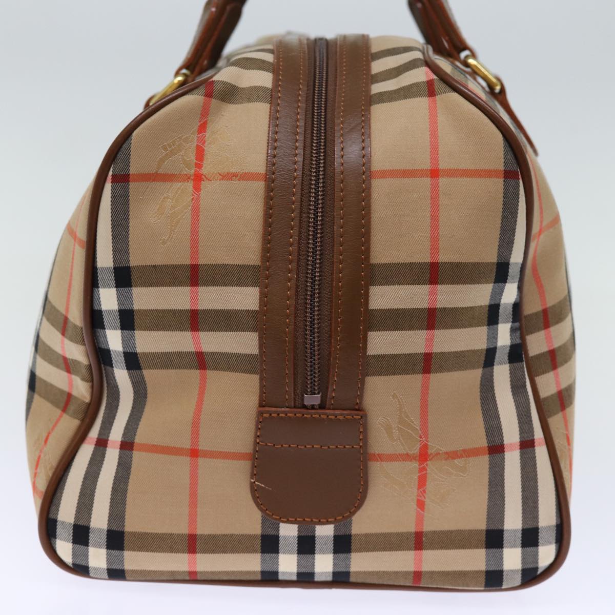 BURBERRYSs Nova Check Boston Bag Canvas Beige Auth yk12463