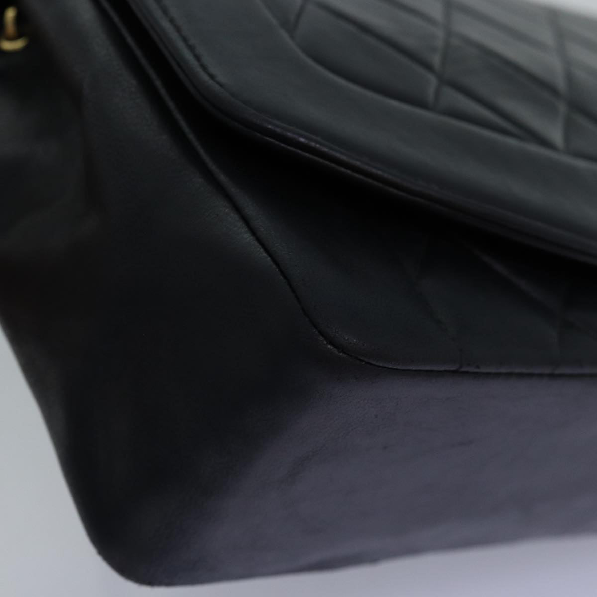 Top Quality Chanel Diana Matelasse Chain Shoulder Bag Lamb Skin Black CC Auth yk12474