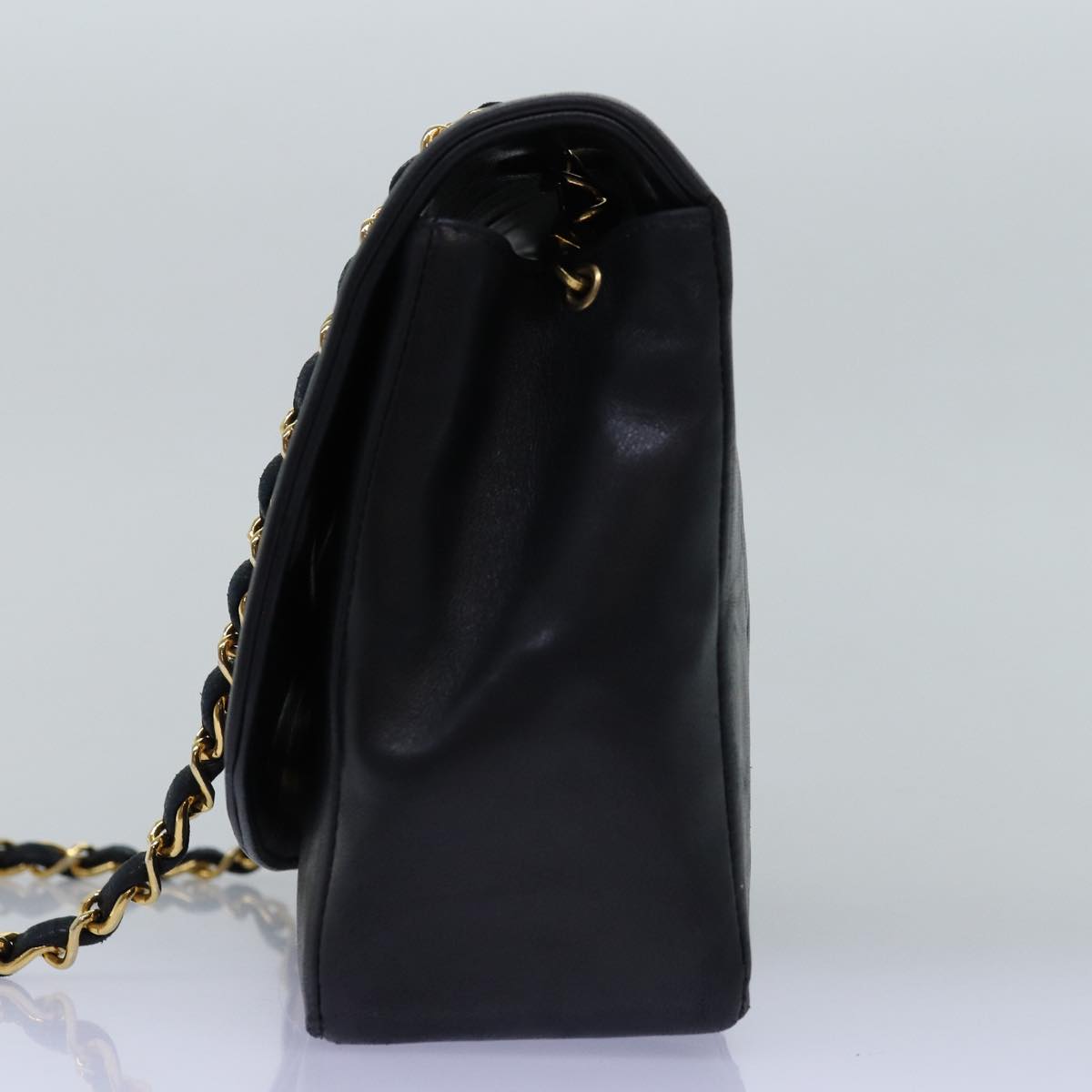 Top Quality Chanel Diana Matelasse Chain Shoulder Bag Lamb Skin Black CC Auth yk12474