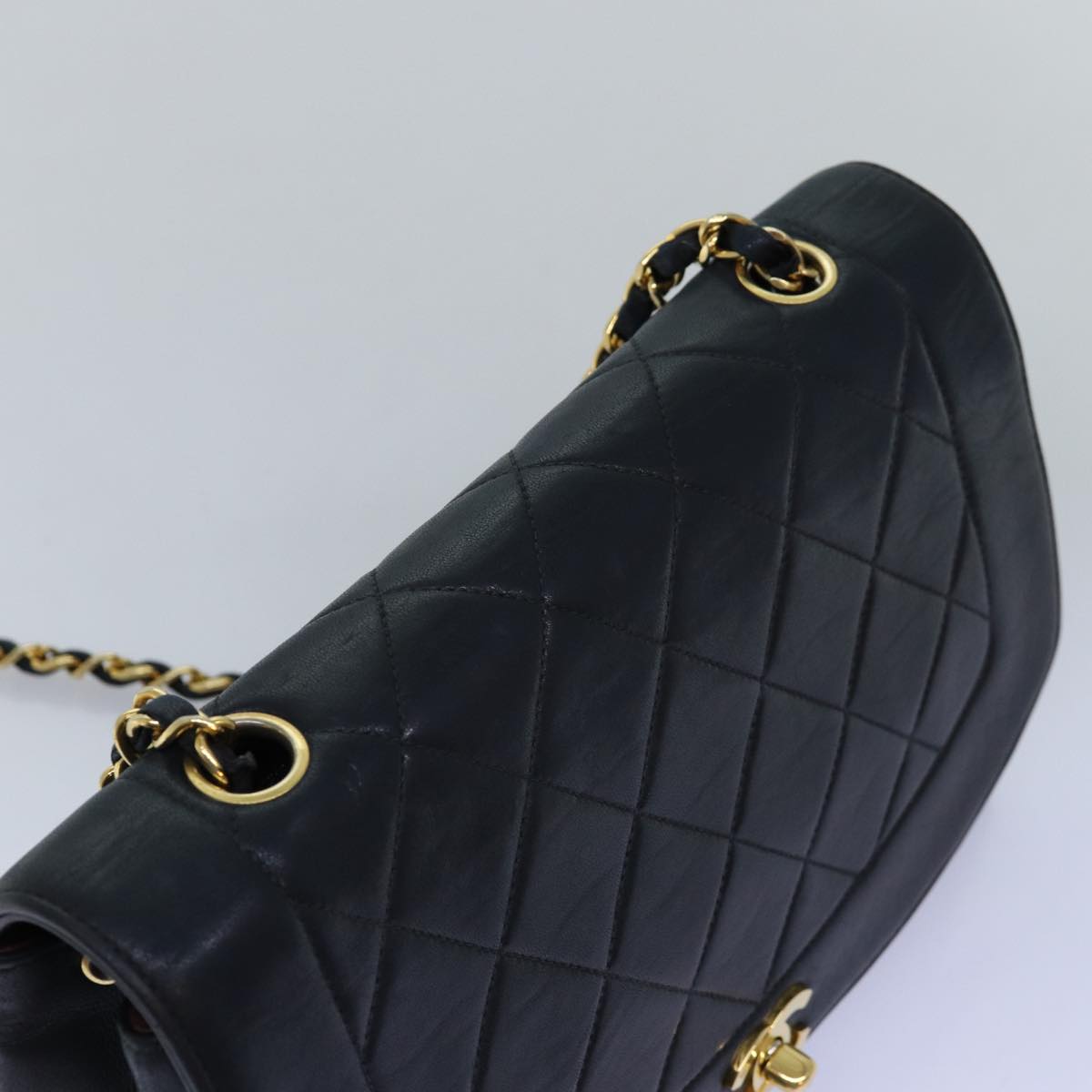Top Quality Chanel Diana Matelasse Chain Shoulder Bag Lamb Skin Black CC Auth yk12474