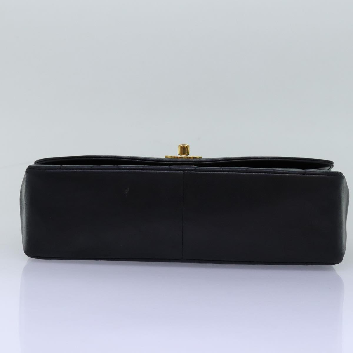 CHANEL Diana Matelasse Chain Shoulder Bag Lamb Skin Black CC Auth yk12474