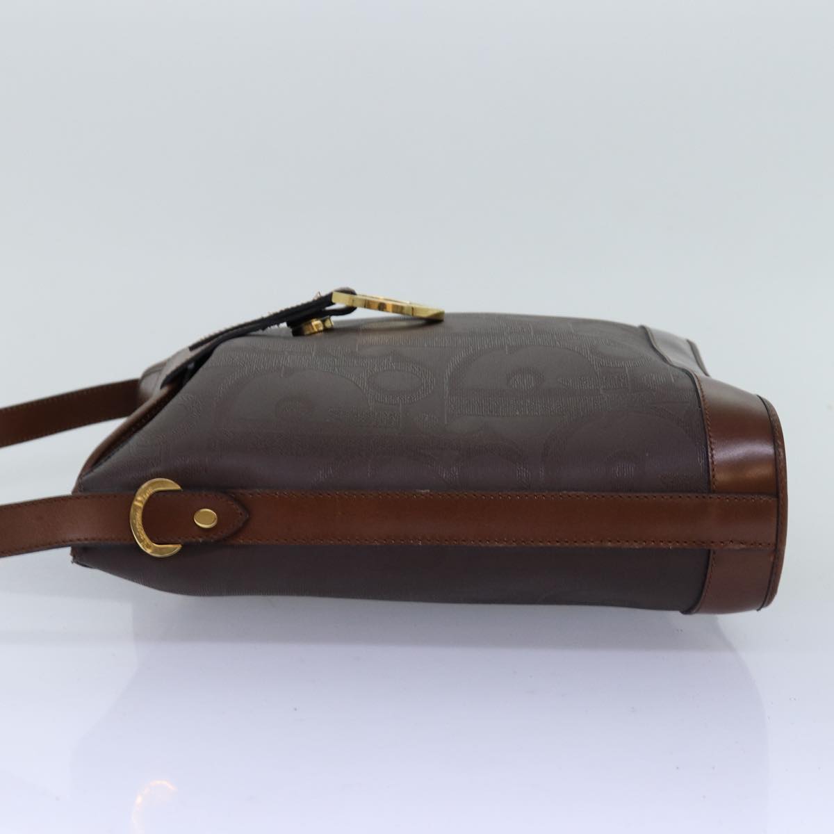 CHRISTIAN DIOR Trotter Canvas Shoulder Bag PVC Brown Auth yk12486