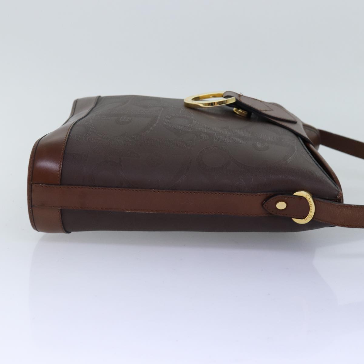CHRISTIAN DIOR Trotter Canvas Shoulder Bag PVC Brown Auth yk12486