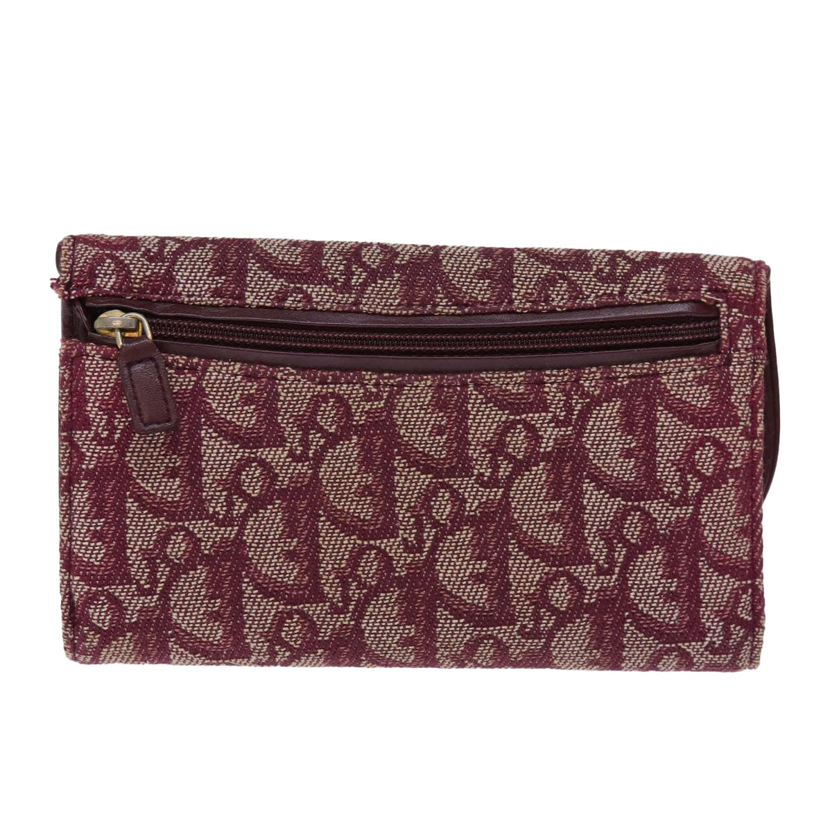 CHRISTIAN DIOR Trotter Canvas Saddle Wallet Red Auth yk12488