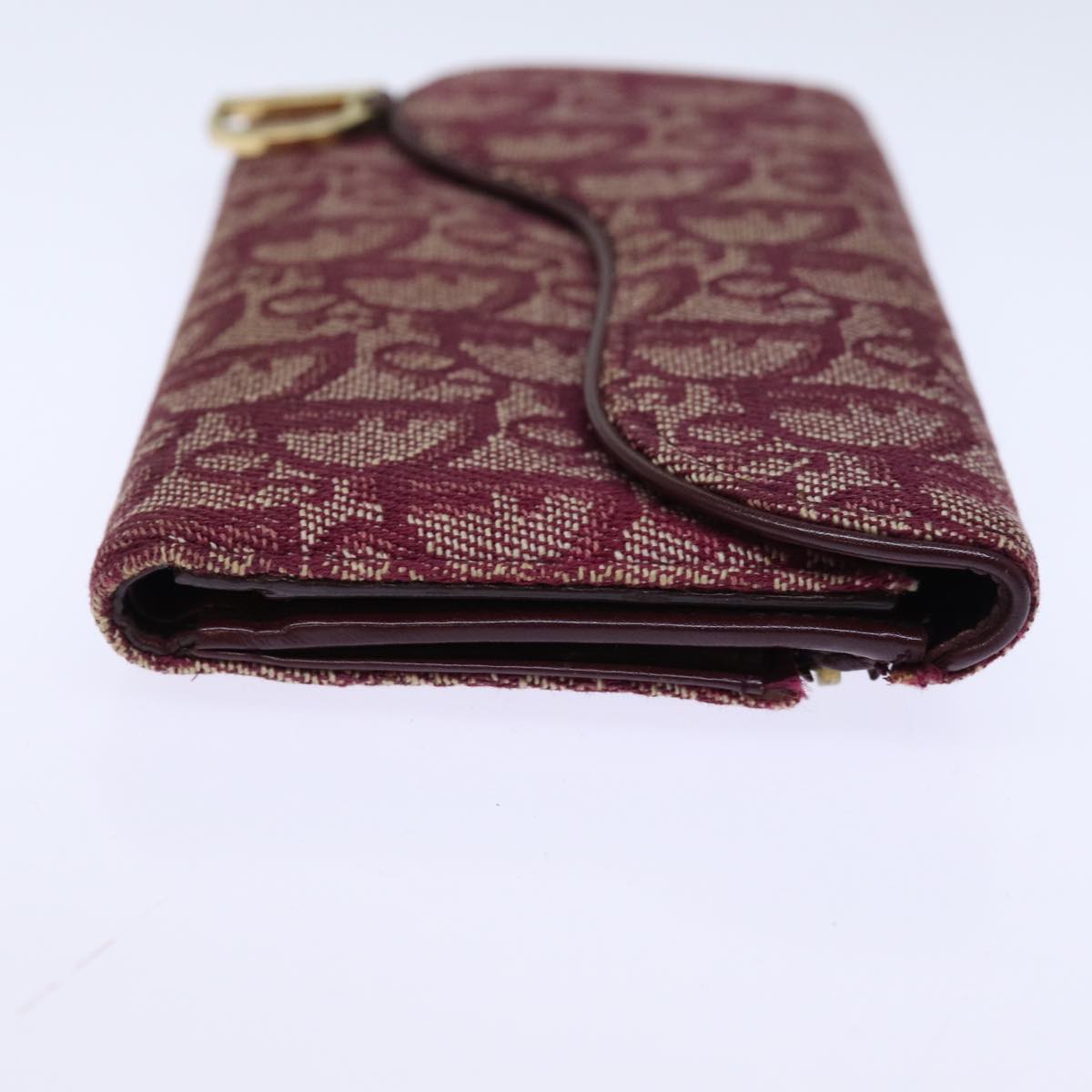 CHRISTIAN DIOR Trotter Canvas Saddle Wallet Red Auth yk12488