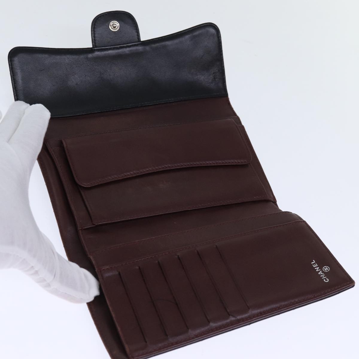 Top Quality Chanel Matelasse Long Wallet Lamb Skin Black CC Auth yk12499