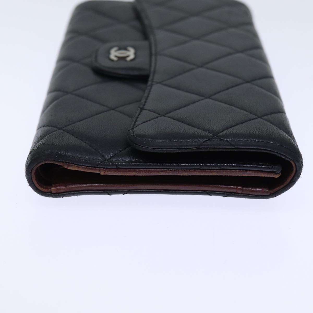 Top Quality Chanel Matelasse Long Wallet Lamb Skin Black CC Auth yk12499